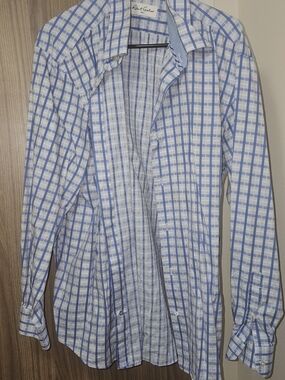 Robert Graham Light Blue & White Checked Dress ShirtXL